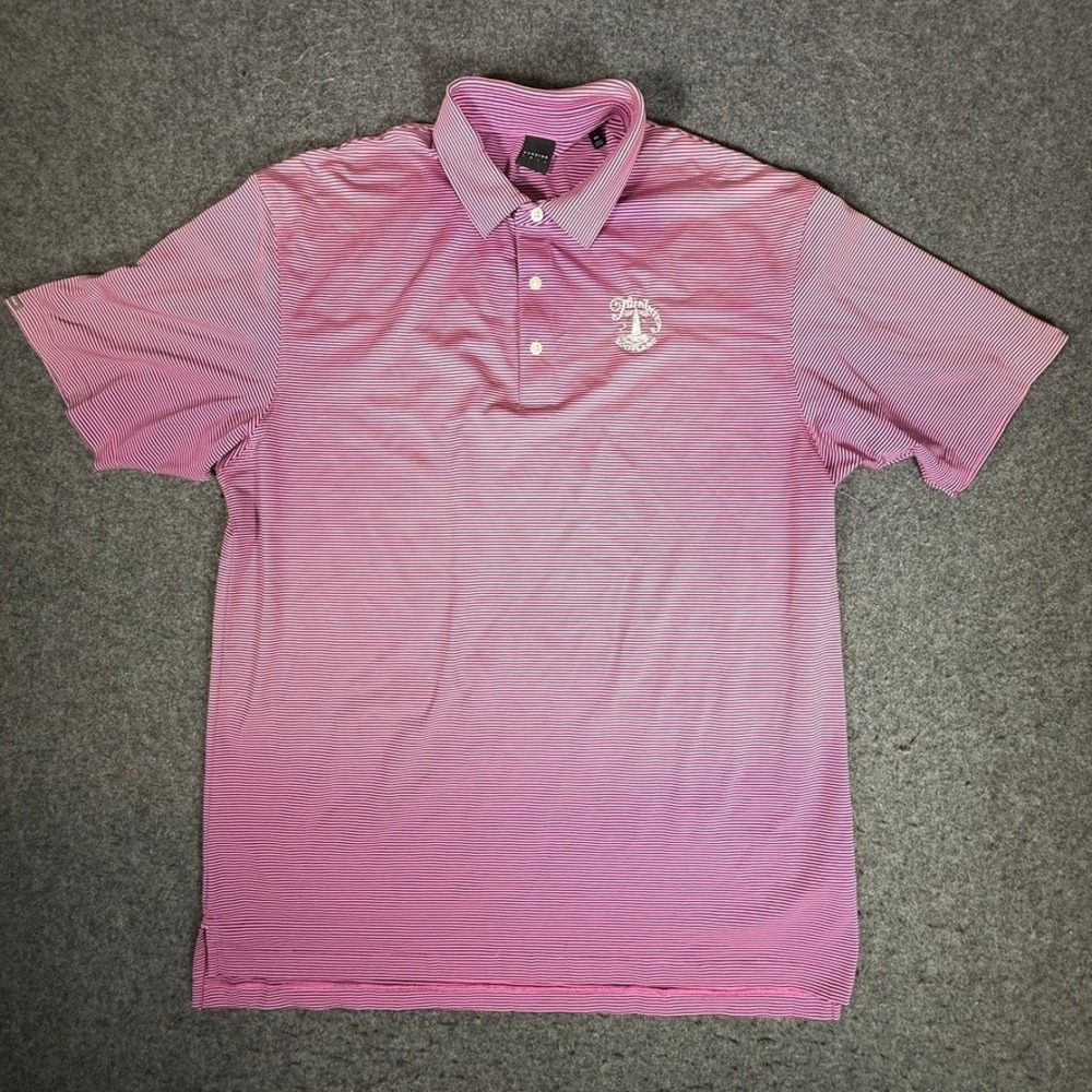 Dunning Golf Mens XXL Pink Striped Turnberry Scotland Polo Shirt DN800866
